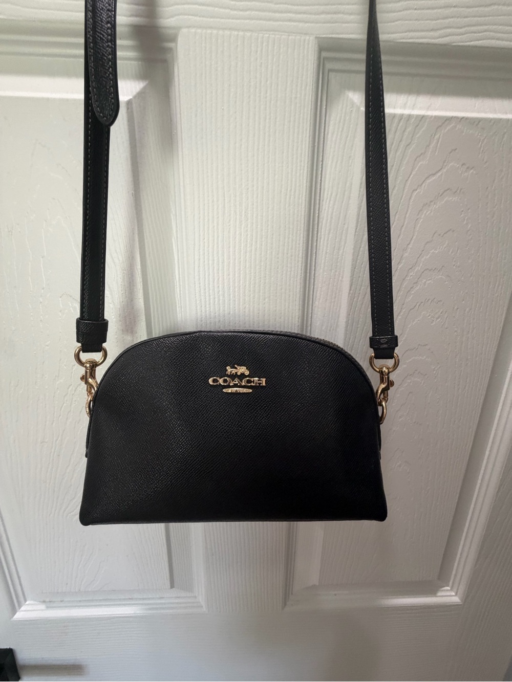 Coach Black Leather Crossbody with Gold Logo Hardware